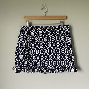 G Lifestyle Golf Tennis Skort Skirt Athletic Blue White Geometric Women's Large